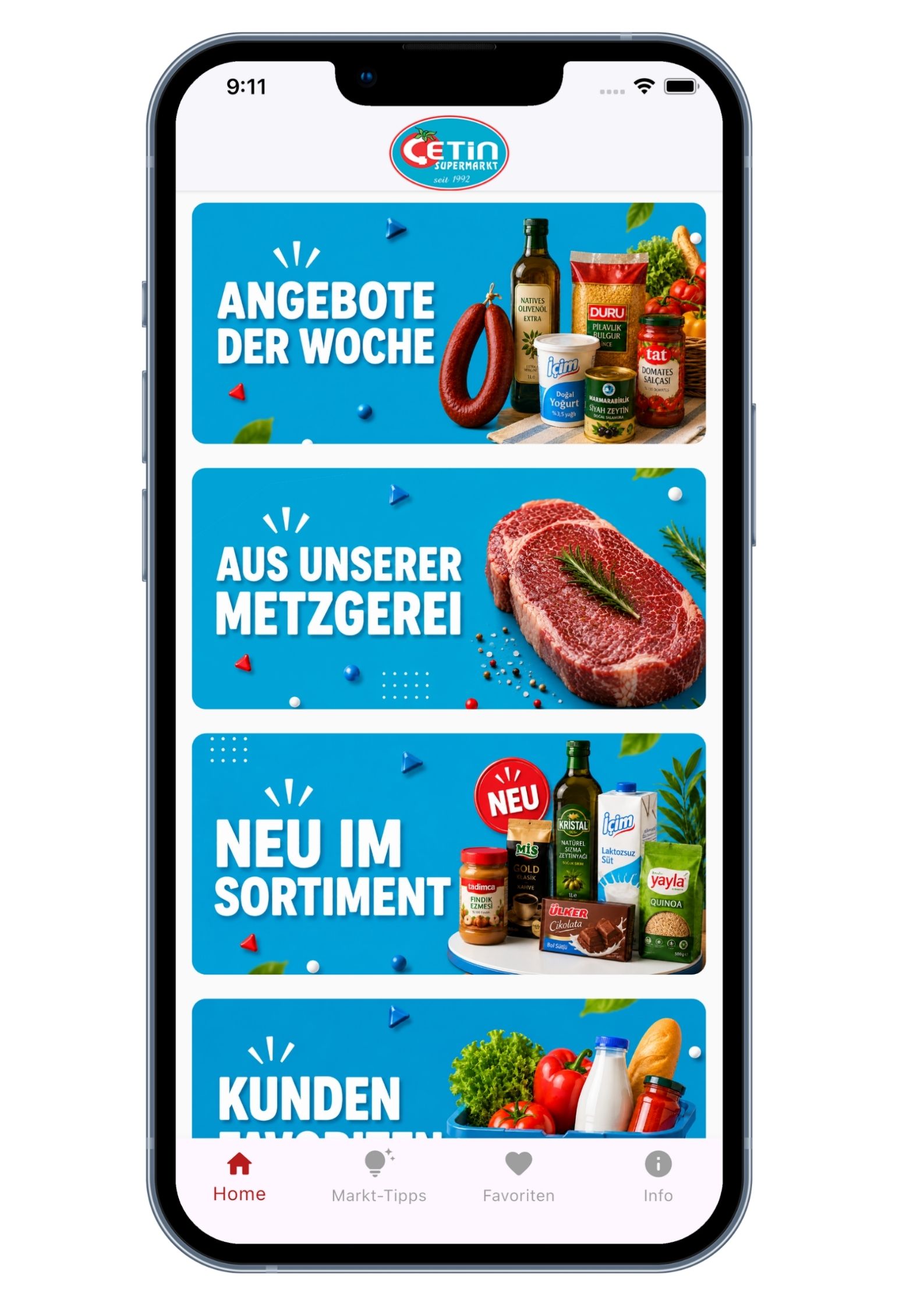 Çetin Supermarkt App Vorschau